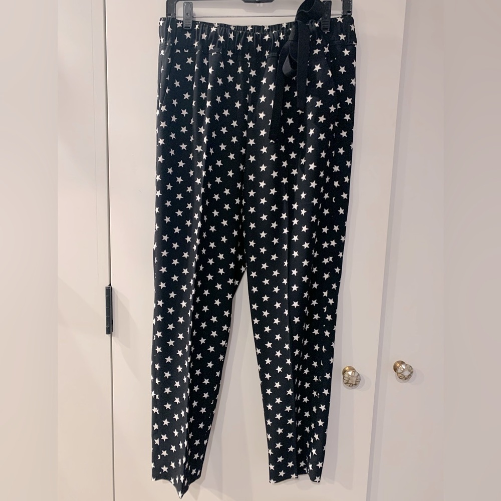 J. Crew Tie-waist pant in star-print crêpe Size 4